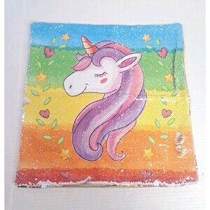 Sequin Unicorn Rainbow Throw Pillow Cover 15"x15" Decor Bedroom Girls Bed